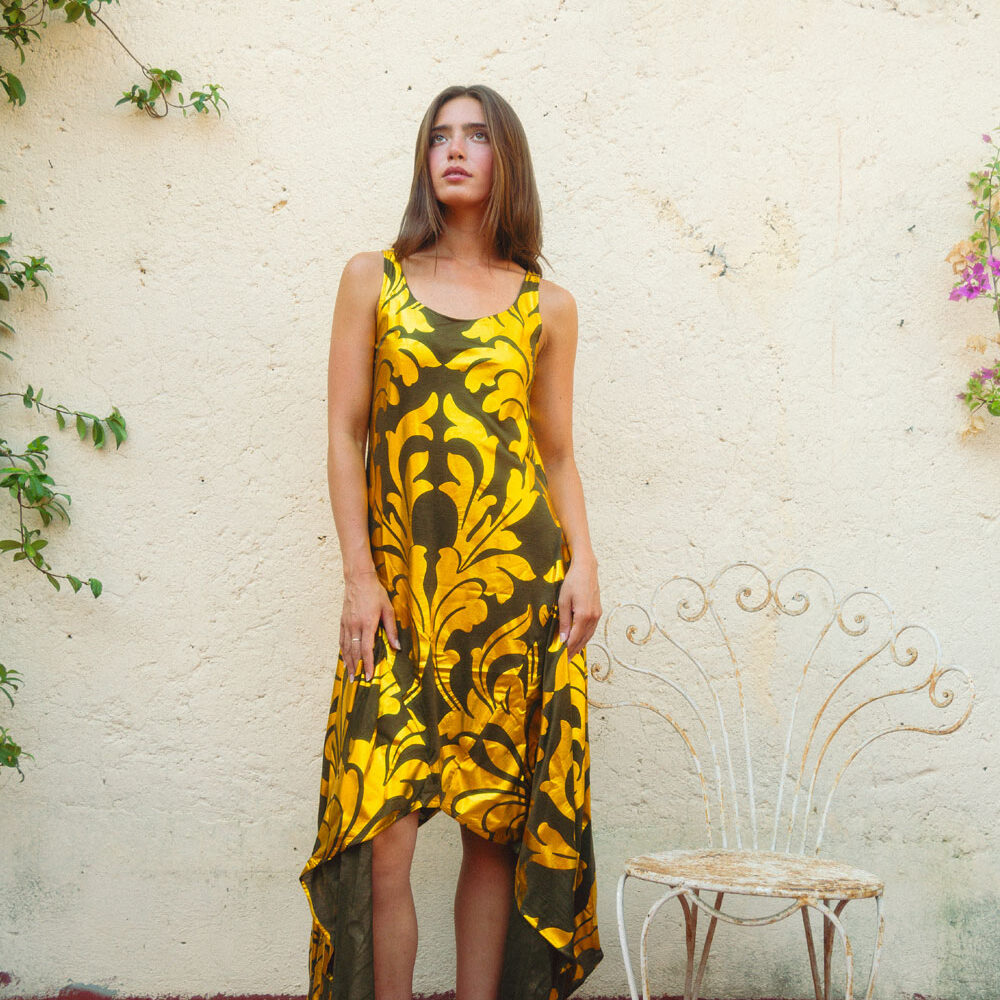 Abito asimmetrico in jersey Gianni Versace Le Gallinelle
