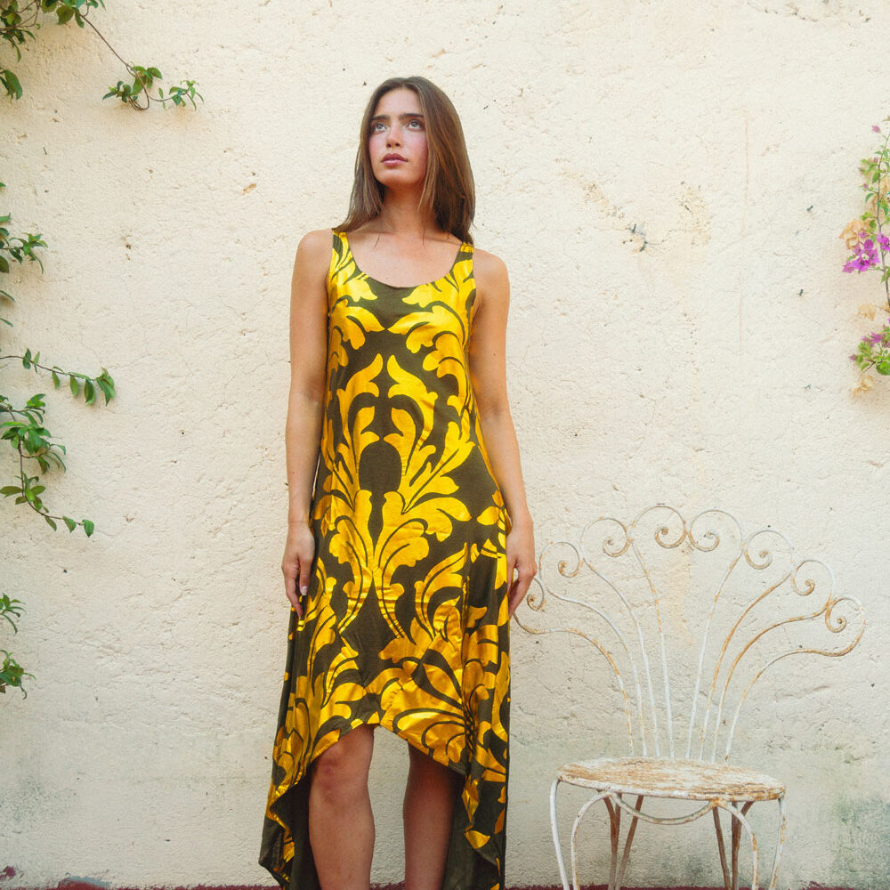 Abito asimmetrico in jersey Gianni Versace Le Gallinelle