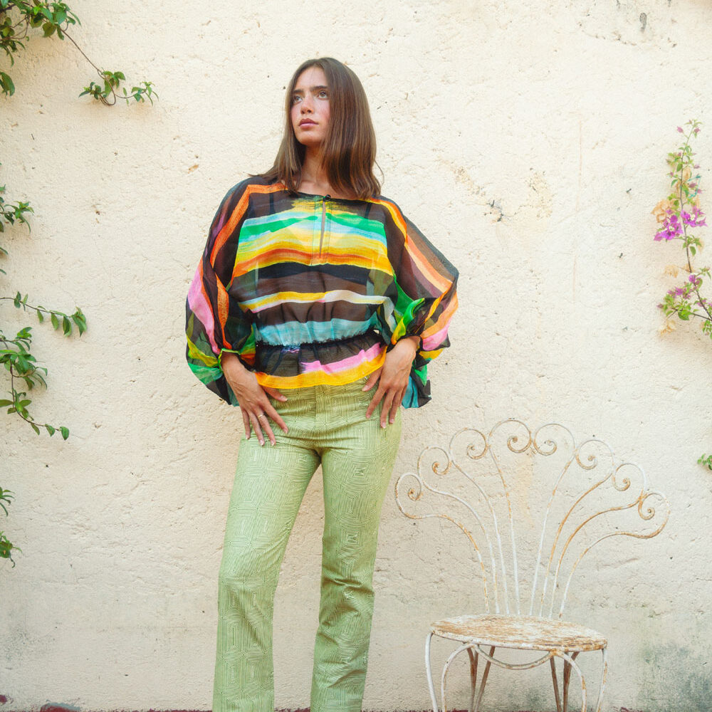 Blusa in organza di seta vintage Christian Dior Le Gallinelle